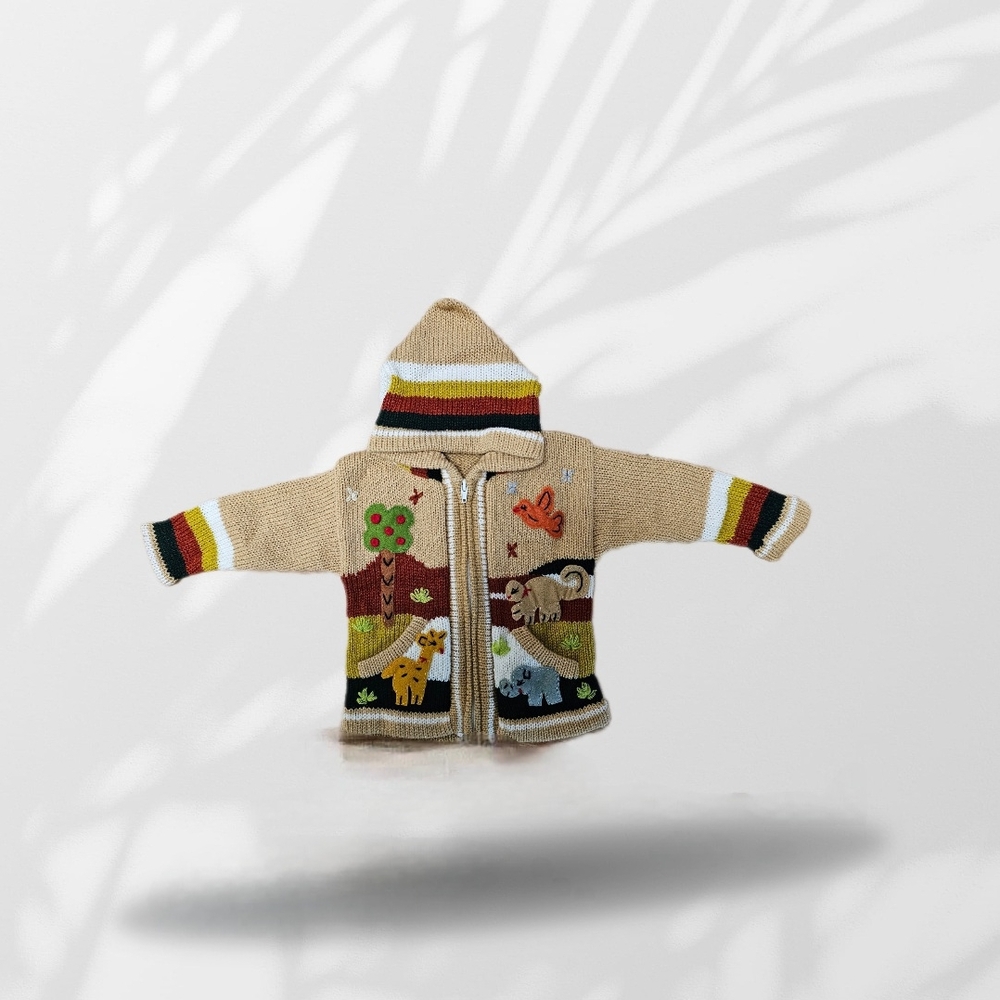 Kids Animal-Themed Knitted Sweater - Multicolor